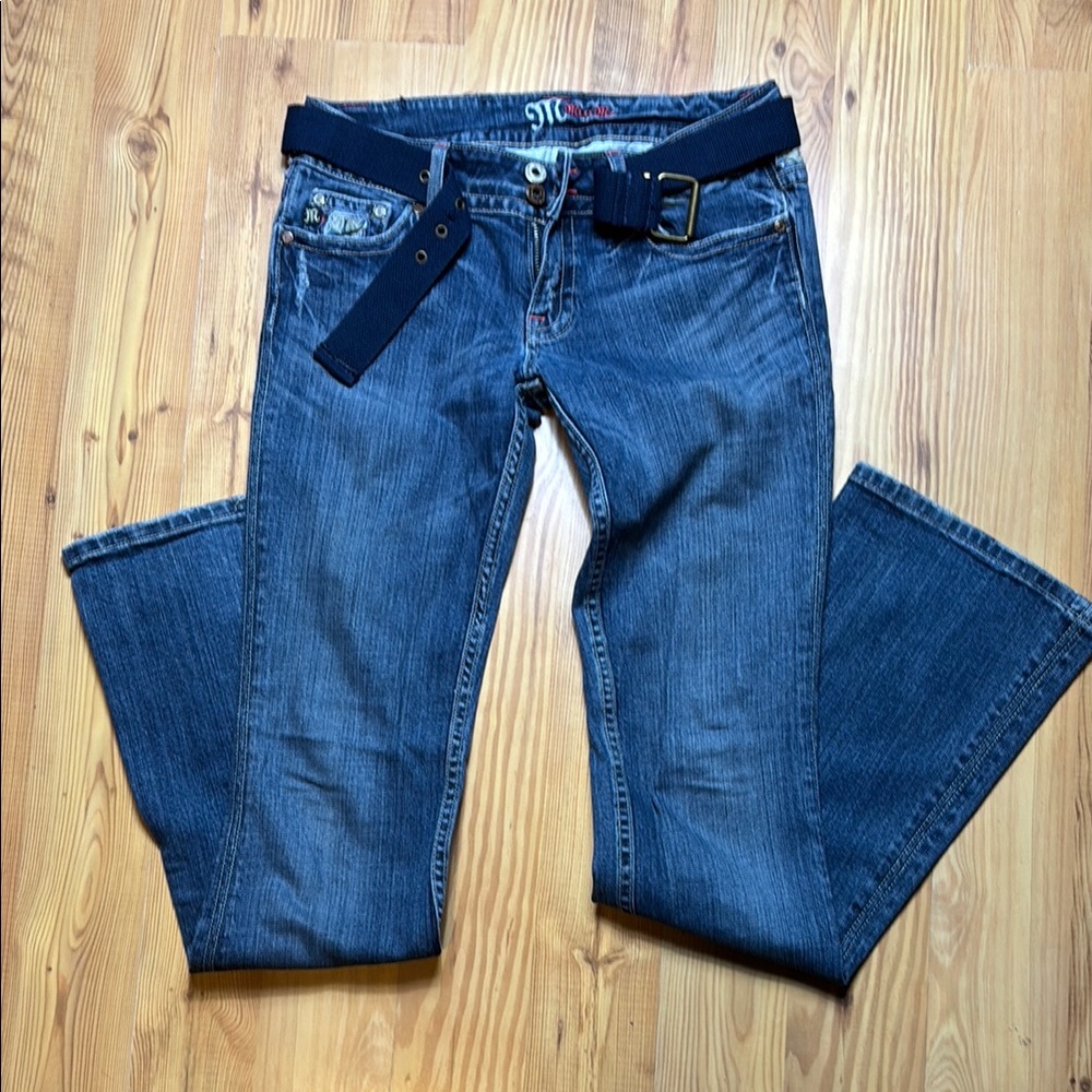 Miss Me Y2K Frayed Paisley Pocket Denim Jeans